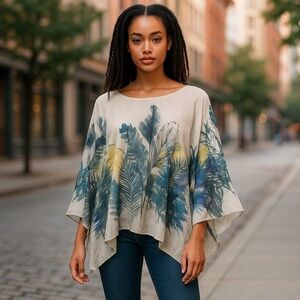 Grey Bell Sleeves Asymmetrical Top Blouse
New